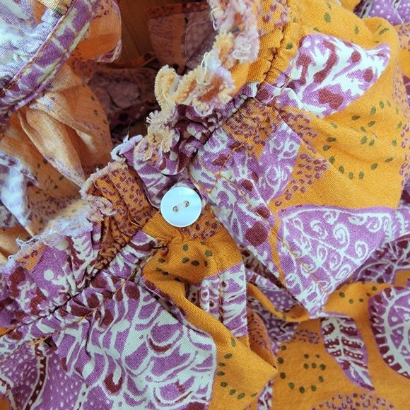 House Of Harlow 1960 Orange Floral Bird Boho Tiered Mini Dress Ruffle Size XL - Picture 7 of 7